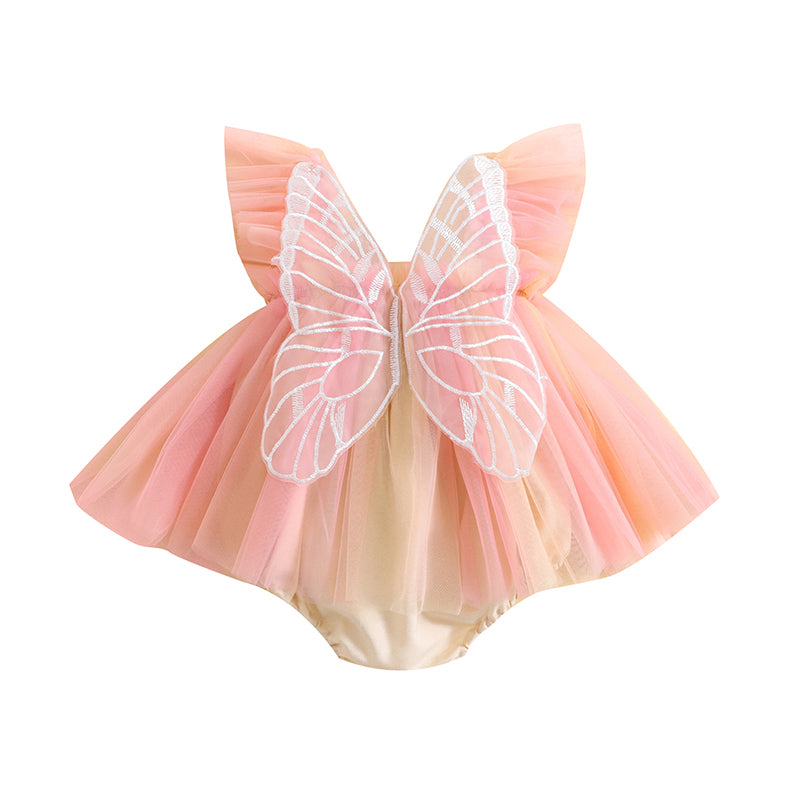 EWODOS Infant Girls Bodysut Dress Butterfly Wing Fly Sleeve Sweet Tulle Princess Dresses Hem Jumpsuits Clothes Baby Bodysuits