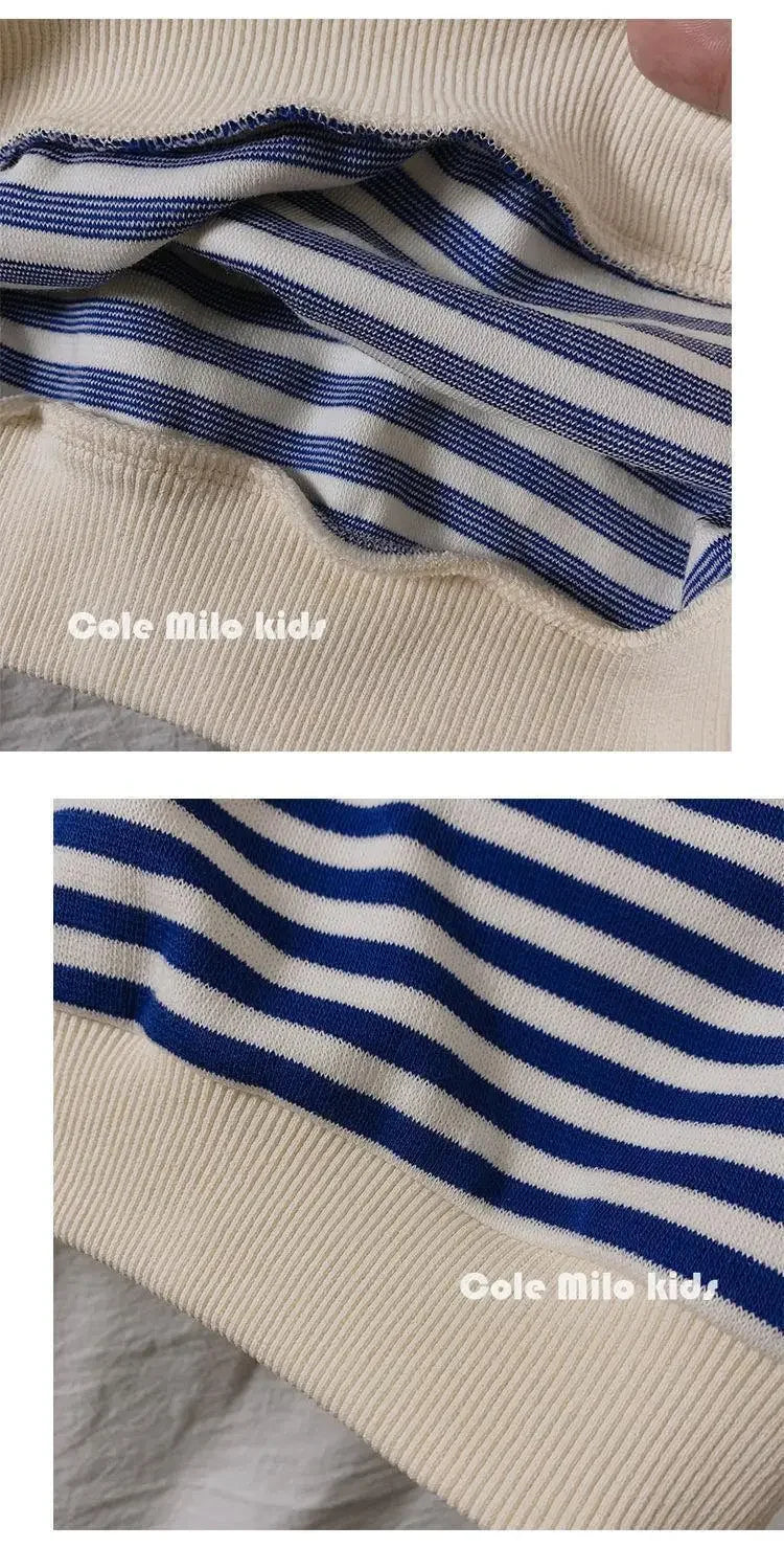 Spring Autumn Stripe Long Sleeves Sweatshirt Kids Boys' Loose Bat Sleeves Tops Girls'  Baby Boy Clothes