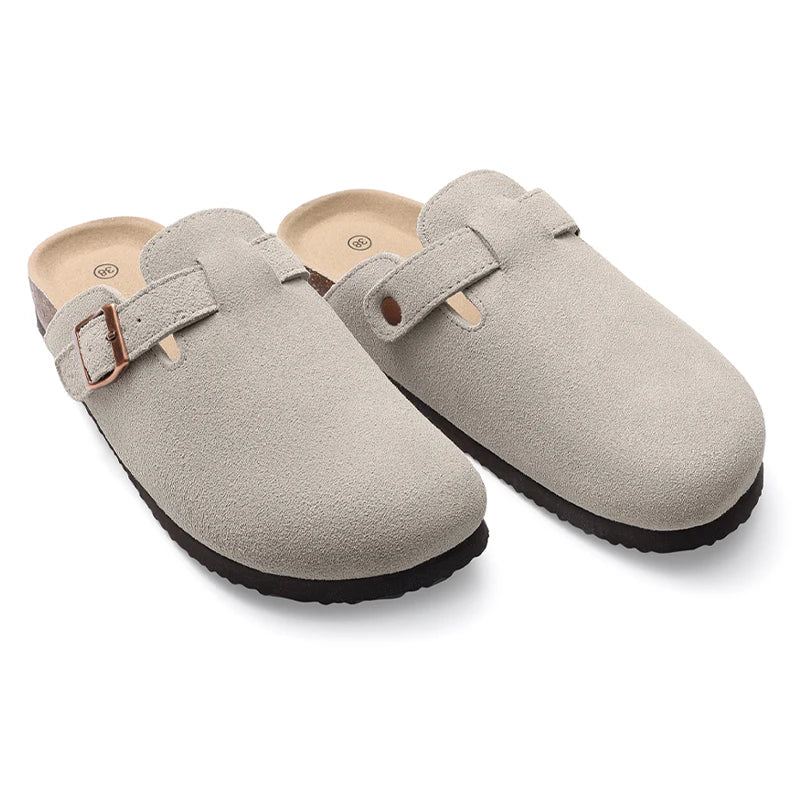 KIDMI Fashion Suede Clogs Slippers Men Clogs Slippers Cork Clogs Beach Sandals Outdoor Soft Nonslip Men Mules With Arch Support