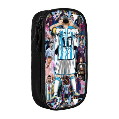 Football Messi Pencil Cases for Fan Soccer Lover Messied Pen Holder Bag Student Big Capacity Students School Gifts Pencil Pouch