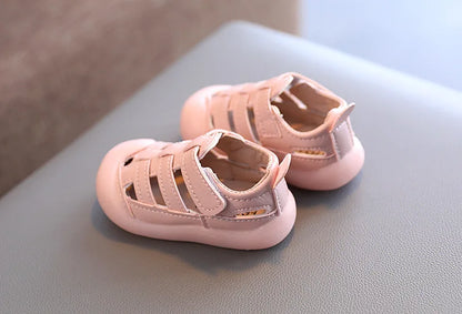 Baby Sandals Summer Infant Beach Shoes Baby Boy Girl Sandals Newborn First Walkers Soft PU Leather Close-toed Sandals For Baby