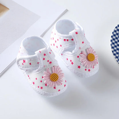 First Walkers Soft Sole Crib  Newborn Toddler Shoes Baby Girl Shoes  Cute Floral Bow Infant Baby Girls Shoes Non-slip Footwear