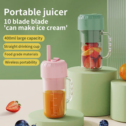 Portable Blender Bottle Electric 10 Blades Multifunction Juice Blender Fresh Juice Smoothie Blender Ice CrushCup Food Processor