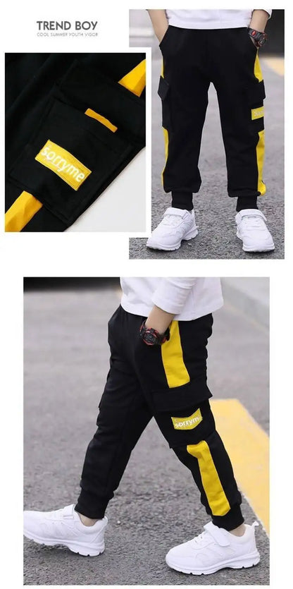 Children's pants 2024 spring and autumn handsome boys big pocket overalls boys casual pants sports trousers 4-10 years old