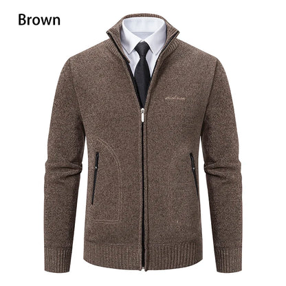 2023 Knitwear Spring and Autumn Men's Stand-up Collar Thick Warm Cardigan Sweater Winter Loose Casual Coat