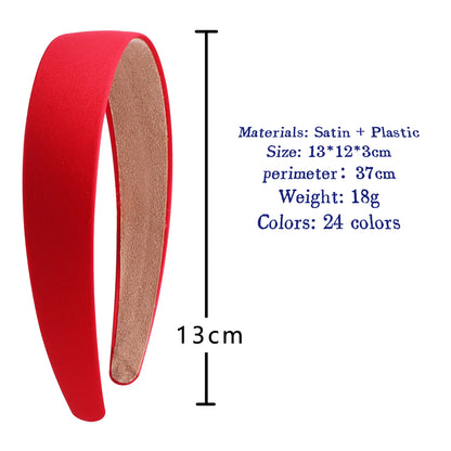 1/2pcs Plain 3CM Wide Satin Headband Girls Fabric Covered Resin Hairbands Plastic Hair Hoop Kids Elastic Bands Hair Accessories