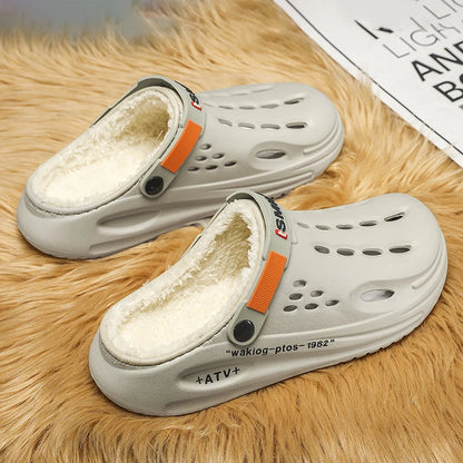 Winter Men Slippers Warm Furry Slippers Soft Indoor Bedroom Cotton Shoes EVA Fluff Slides Casual Comfortable Plush Clogs 38-45