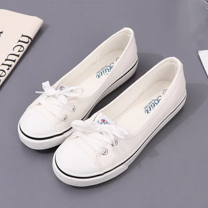 Women's Canvas Small White Shallow Cut Summer Flat Sport Casual Ladies Soft Shoessneakers Zapatillas Deporte Platform Sneakers