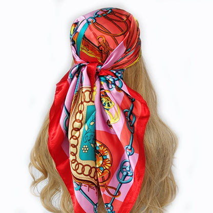 new 90*90cm fashion Silk Scarf Scarftop Headwraps Women Vintage Four Seasons Hair Scarve Hijab Foulard Bandana Femme Headscarf