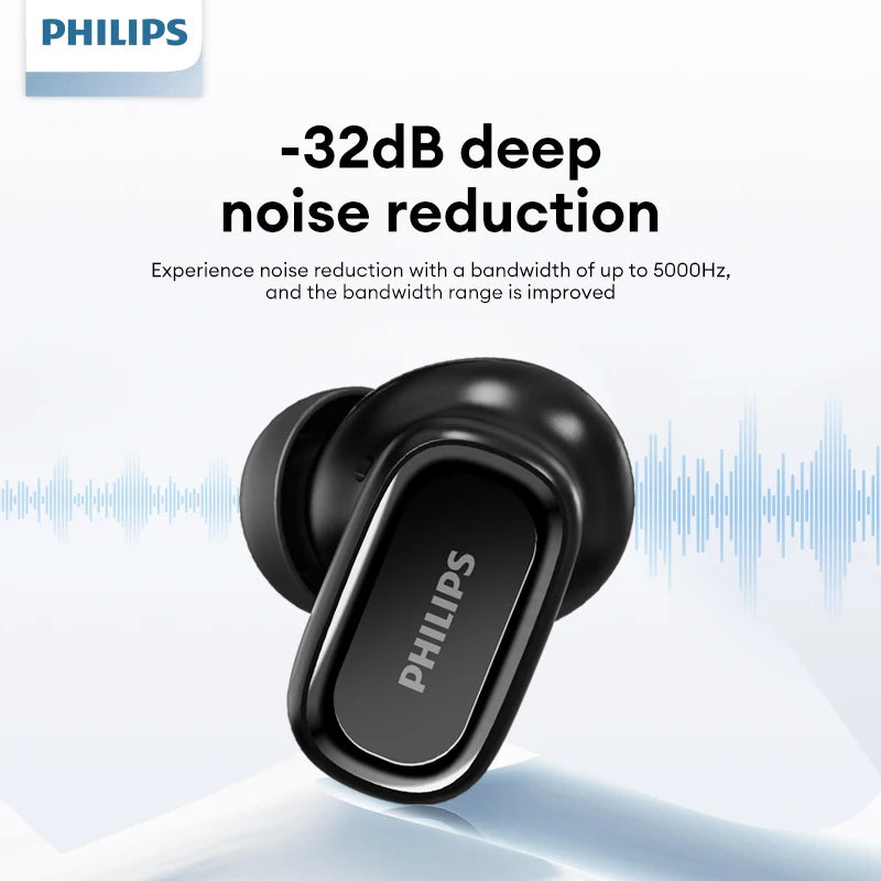 Original Philips TAT2569 Wireless Bluetooth V5.4 Noise Reduction  IPX4 Waterproof Sport Earbuds t New Low Latency Gaming Headse