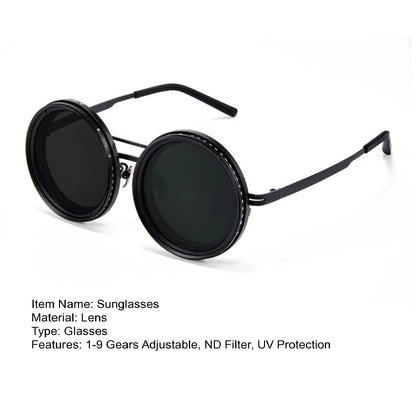 Rounded Polarized Glasses 1-9 Gears Adjustable Sunglasses with ND Filter Lenses Handcrafted Retro Glasses Eyeglasses 패션 선글라스