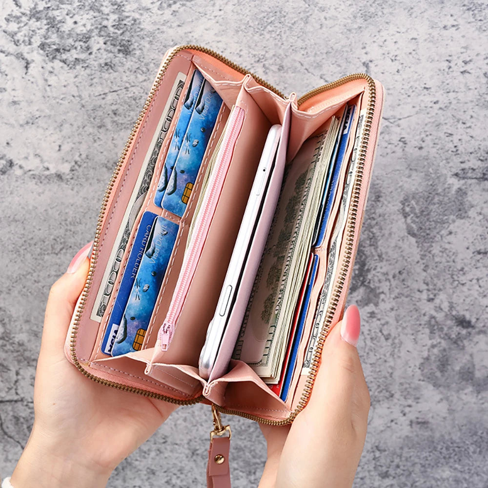 Handheld wallet, ladies' multifunctional large capacity wallet, can hold mobile phones