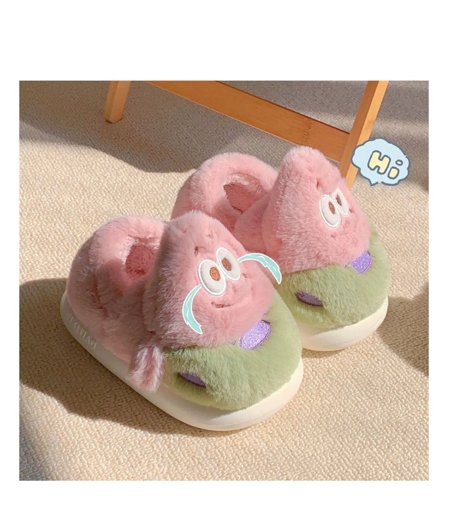 Parent-child Home Slippers Women Bedroom Non Slip Soft Sole Baby Shoes Winter Cute Plush Cotton Slippers Man Couple Slipper