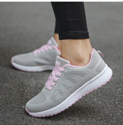 New Sneakers For Women Breathable Fashion Trainers Plus Size Women Sneakers Mesh Fabric Lace Up Women Shoes Female Footwear