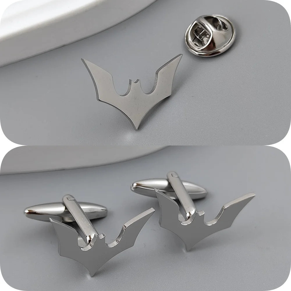 Stainless steel Bat Brooches Men Halloween Jewelry Accessory gold plated 3 colors lapel pins festival Gifts for Boyfriend