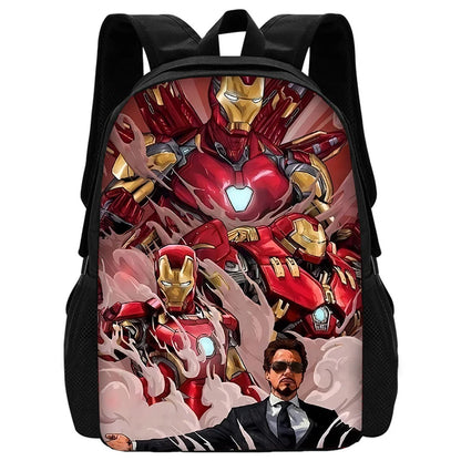 Cartoon Man M-Marvels Iron 3 pcs set Child School Backpack with Lunch Bags ,Pencil Bags School Bags for Boys Girls Best Gift