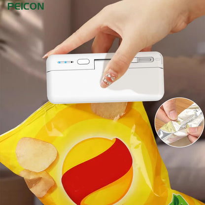 Mini Heat Bag Sealing Machine Clip Bag Handheld Food Sealer USB Rechargable Food Packaging Heat Sealer Plastic Package Sealer