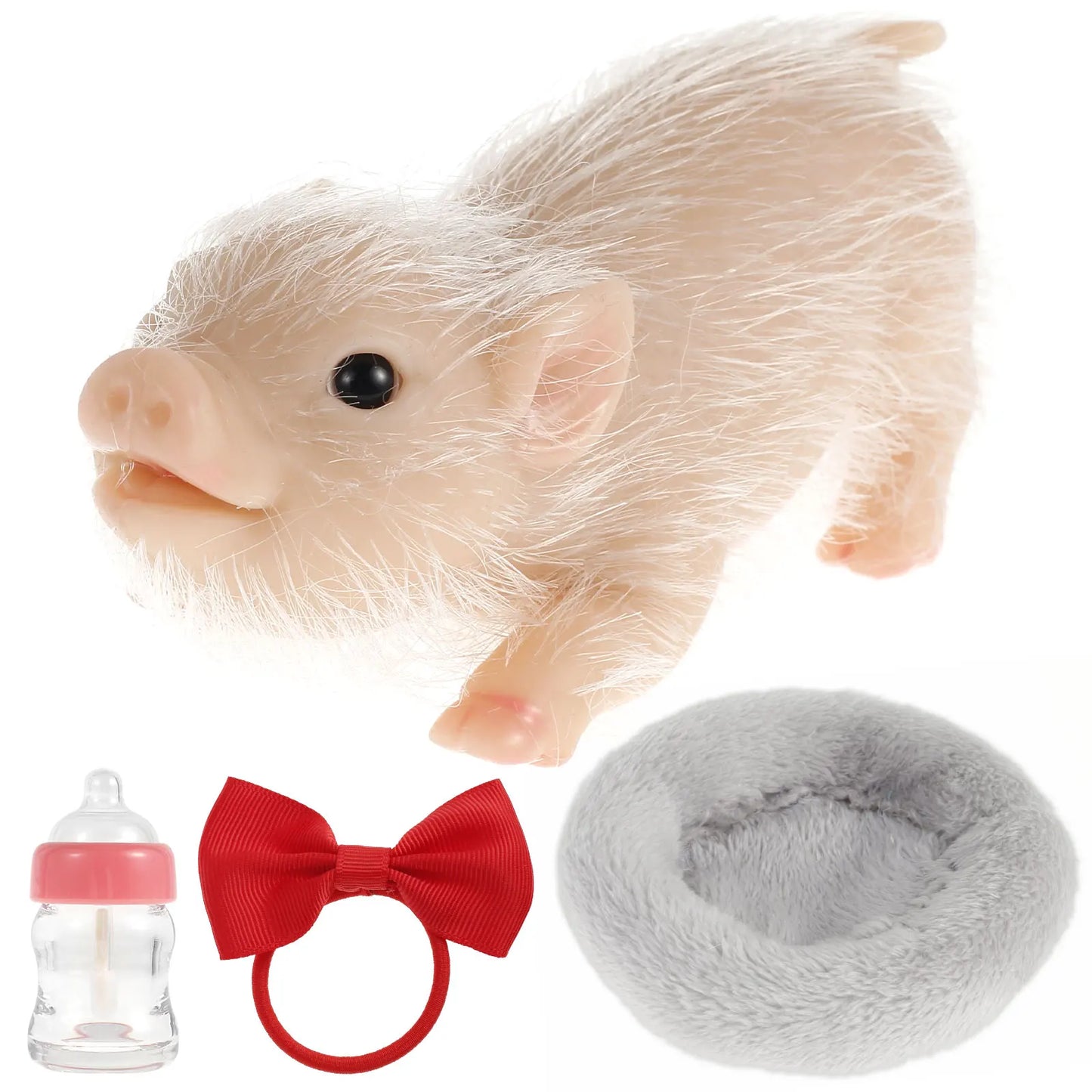 5/6 Inch Silicone Pig Doll Toy Mini Soft Lifelike Silicone Pig Doll Miniature Reborn Silicone Pig With Accessories For Kids Gift