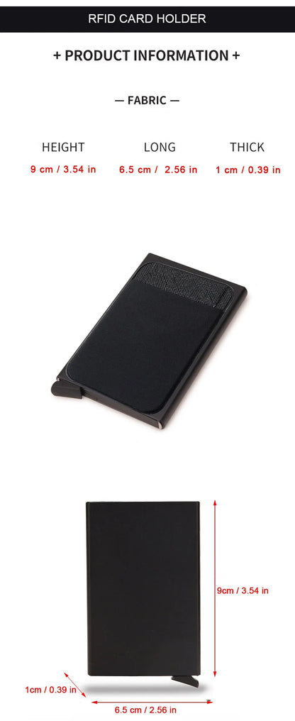 Rfid Smart Credit Card Holder Wallets Metal Slim Pop Up Minimalist Men Wallets Black Male Purse Money Bags Carteira Masculina