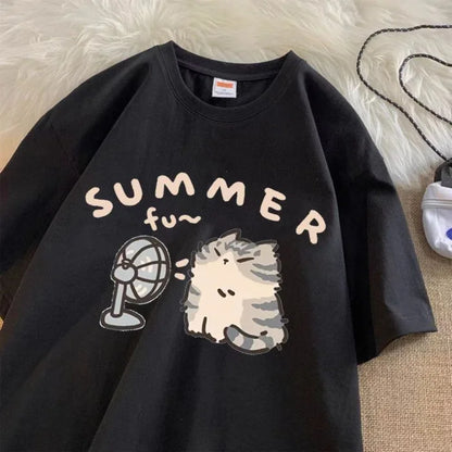 Korean Oversized Baggy T-shirt for Men Summer Casual Short Sleeve Couple Wear Harajuku Tops Tee Japan Y2k Streetwear