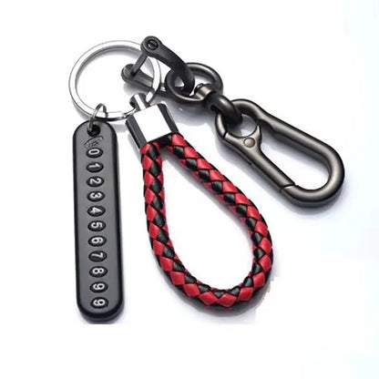 Trendy DIY Mobile Phone Number Plate Pendant Keychain for Men Punk Simple Woven Leather Rope Anti-lost Car Key Chain Accessories