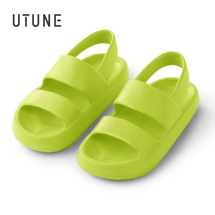 UTUNE Women Sandals Summer Platform Shoes Beach Outside EVA Slides Slippers Men Soft Thick Sole Non-slip Indoor Plus Size 42 43