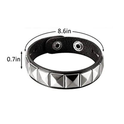 New Punk Fashion Men Black Cuff Leather Bracelet Wristband Metal Rivets Stud Charm Bangle for Women Rock Gothic Jewelry 2024