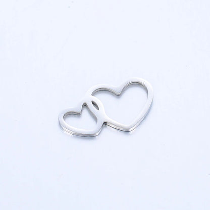 DOOYIO 5pcs/Lot Stainless Steel Double Hearts Couple Charms For Bracelet Necklace Pendant DIY Love Jewelry Making Accessories