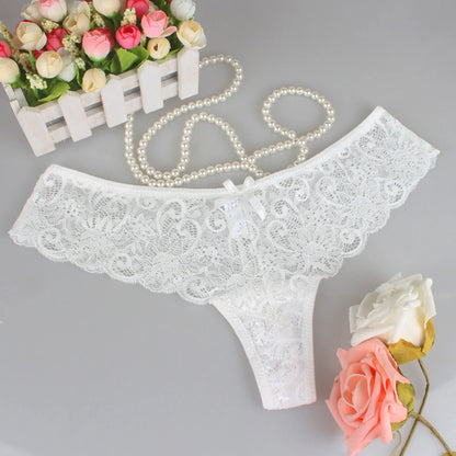 Women Lace Sexy T Pants Low Waist Panties Thong Female Underwear Exquisite Crotchless Shorts Sexy Lace Low-Rise G-String стринги