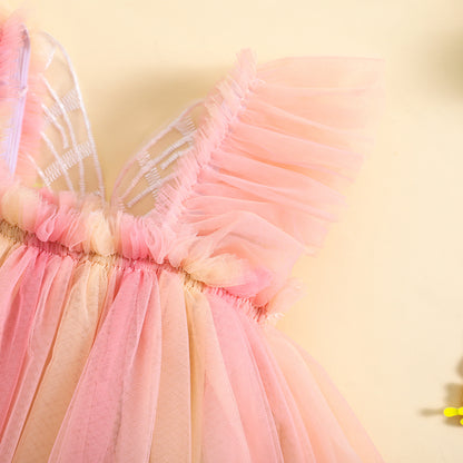 EWODOS Infant Girls Bodysut Dress Butterfly Wing Fly Sleeve Sweet Tulle Princess Dresses Hem Jumpsuits Clothes Baby Bodysuits