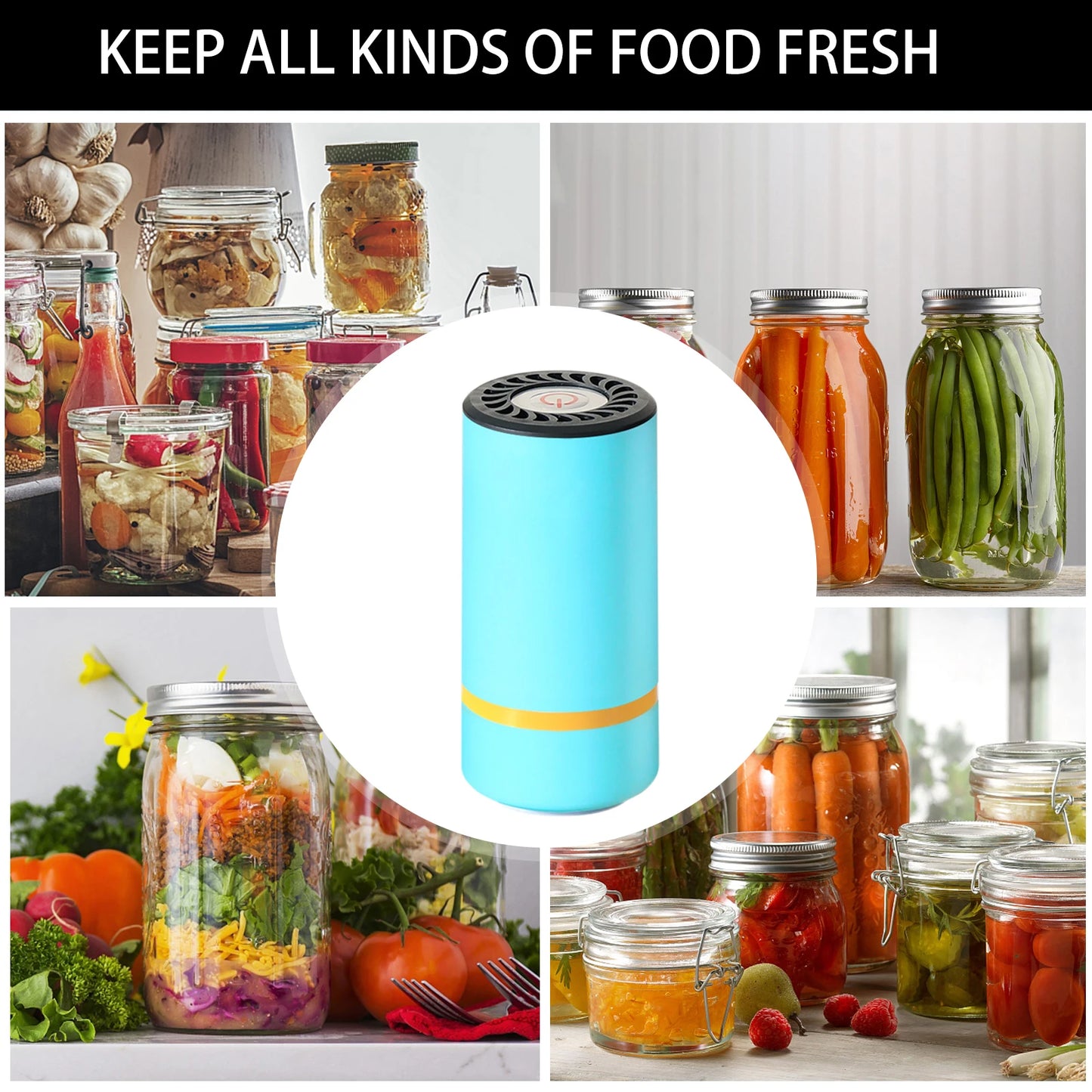 Mason Jar Vacuum Sealer Vacuum Kit Jar Vacuum Sealing Machine Food Storage Heat Portable Vacuum Pump Food Jar Sealing Gadgets