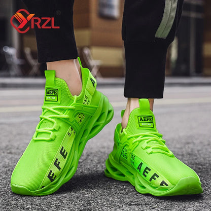 YRZL Men Shoes Breathable Fashion Mesh Running Shoes Man High Quality Comfortable Light Tennis Baskets Athletic Sneakers for Men