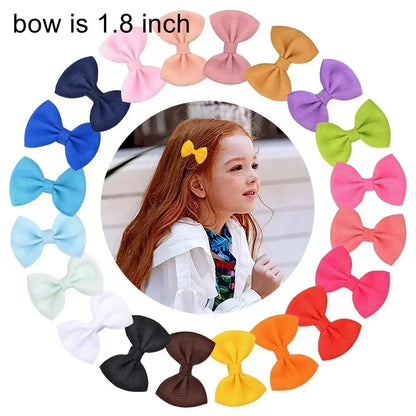 10pcs/lot Solid Color Grosgrain Ribbon Bowknot Kids Hair Clips Handmade Bows Baby Girls Barrettes Hairpins Photo Props Gift Sets