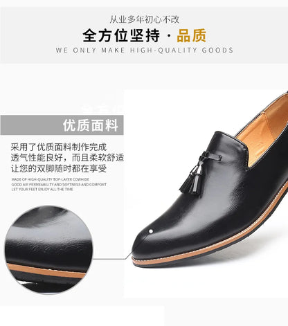 Luxury Mens Leather Shoes Office Men Formal Oxfords Pointed Oxford Wedding Leather Men Dress Shoes Fringed Loafers Social Shoesc