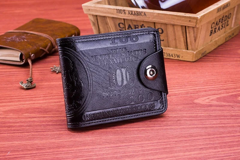 Slim Wallet for Men US $100 Dollar Bill Wallet PU Leather Billfold Card Holder Purse Pu Leather Card Holder Wallet