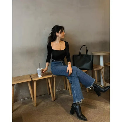 TRAF ZR Hight Street Women's Jeans Y2k Jean Baggy Women 2024 Fashion New Kpop Cargo High Waist Wide Vintage Pant Jeans Women