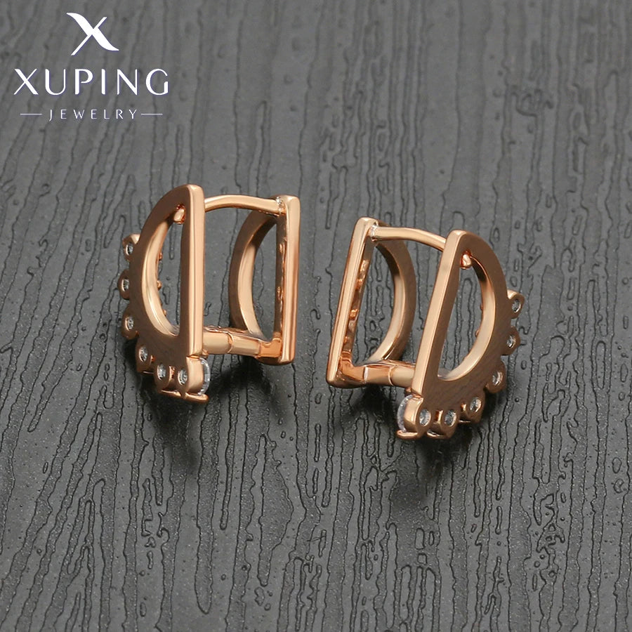 Xuping Jewelry New Arrival Round Promotion Gold Color Huggies Earrings for Women Girl Party Gift S00075729