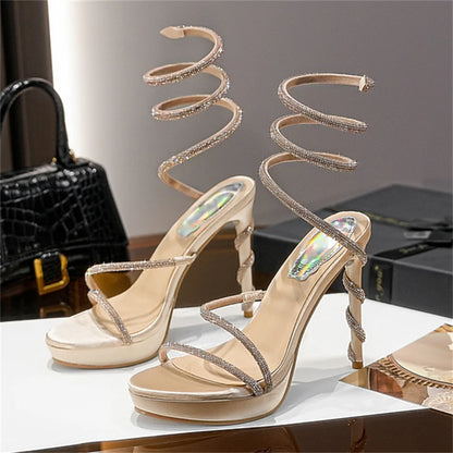 Eilyken Street Style CRYSTAL Ankle Strap Women Sandals Sexy Open Toe Platform Heels Party Banquet Prom Summer Shoes Zapatos Muje