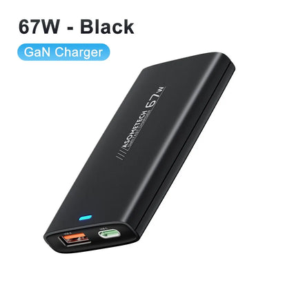 ASOMETECH 67W GaN Charger Ultra Thin Quick Charge QC3.0 PD PPS Mini USB Type C Charger For Macbook Laptop iPhone 14 iPad Samsung