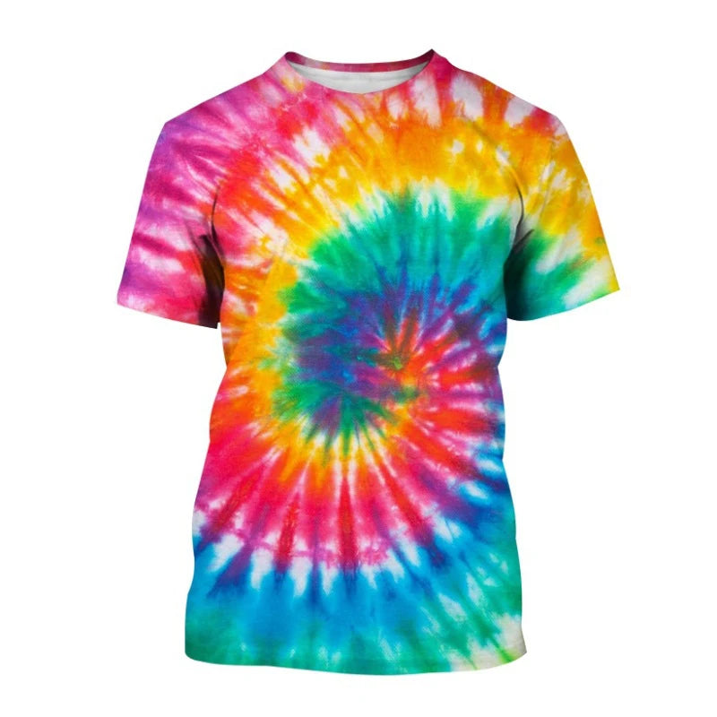 Colorful Tie Dye Pattern 3D Print T-shirts Men Woman Harajuku Streetwear O-neck T Shirt Hip Hop Kids Unisex Tees Tops Clothing