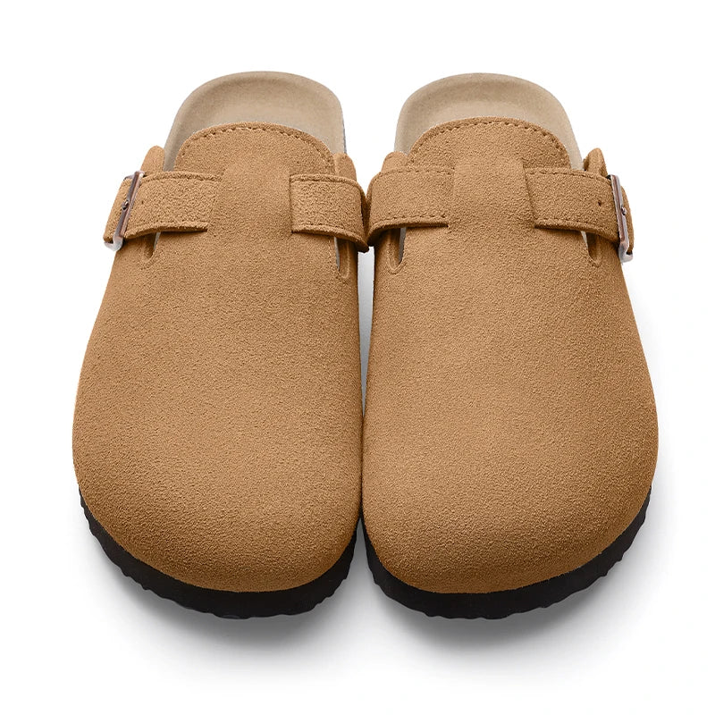 KIDMI Fashion Suede Clogs Slippers Men Clogs Slippers Cork Clogs Beach Sandals Outdoor Soft Nonslip Men Mules With Arch Support