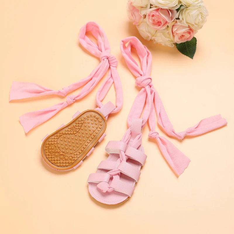 Cute Baby Girls Top Strap Sandals Newborn Soft Rubber Sole Prewalker Shoes 0-18Months