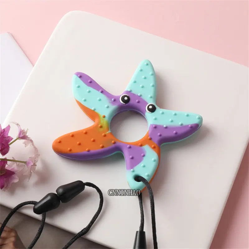 1 Pcs Sensory Chew Necklace Cartoon Chewy Kids Silicone Triangle Fangs Toys Silicone Teeth for Children with Autism Accessories