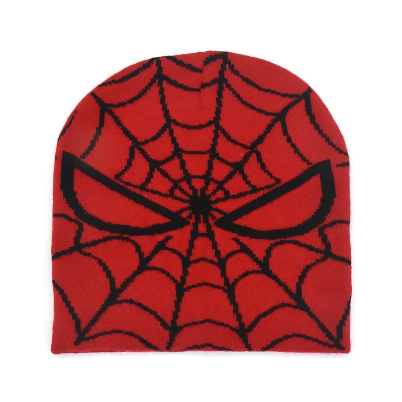 Y2K Gothic Spider Pattern Wool Acrylic Knitted Hat Women Beanie Winter Warm Beanies Grunge Hip Hop Casual Skullies Outdoor Cap