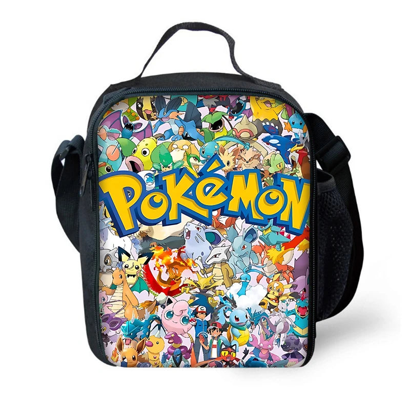 3 pcs set Cute Anime Pikachus Gengars Child School Backpack with Lunch Bags ,Pencil Bags ,School Bags for Boys Girls Best Gift