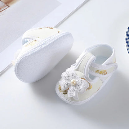 First Walkers Soft Sole Crib  Newborn Toddler Shoes Baby Girl Shoes  Cute Floral Bow Infant Baby Girls Shoes Non-slip Footwear