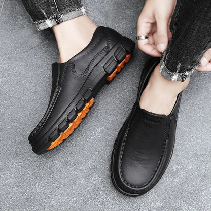 Chef shoes four season new anti slip oil resistant plus size business casual men's work leather shoes fashion comfort soft soled