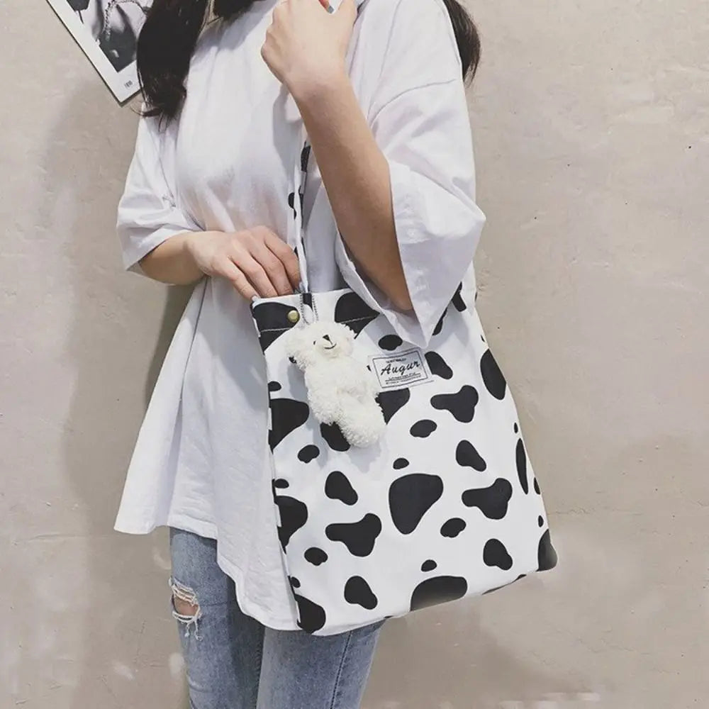 Chic Big Casual Tote Bag Leopard Shoulder Bag Ladies Canvas Bag New Shopping Bag Student Print Handbag