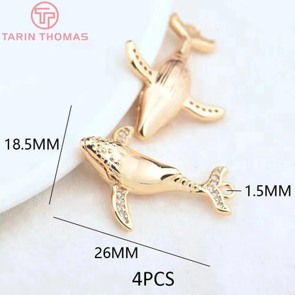 (129) 12x23MM 24K Gold Color Plated Brass Fish Charms Pendants High Quality Jewelry Accessories