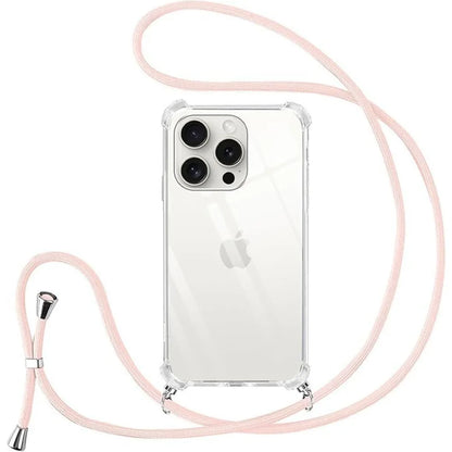 Adjustable Crossbody Lanyard Case For iPhone 16 15 14 13 12 11 8 7 Pro Plus X XS Max XR SE 2 3 Transparent TPU Shockproof Cover